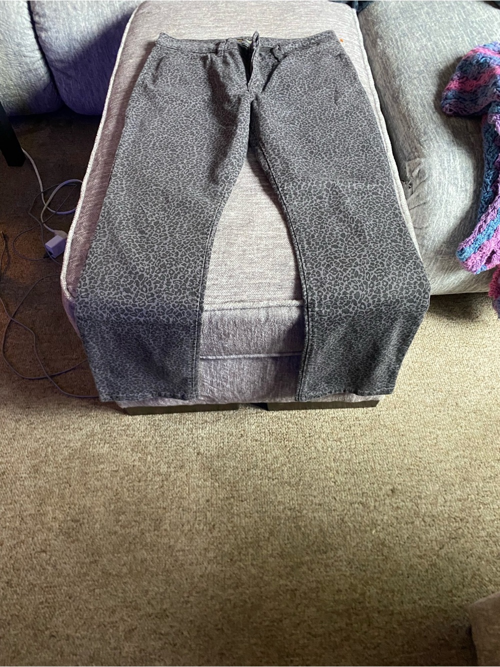 Women’s Gray Leopard Print Jeans